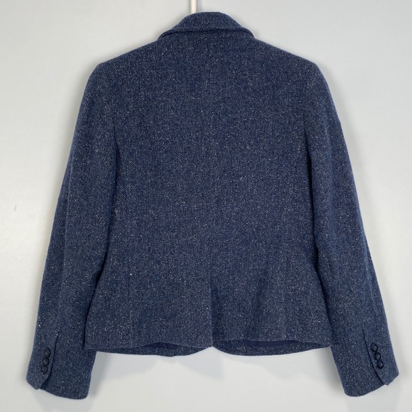 LL Bean Wool Silk Blazer Women XS Blue Academia Classic Timeless Career Polished - Picture 10 of 14